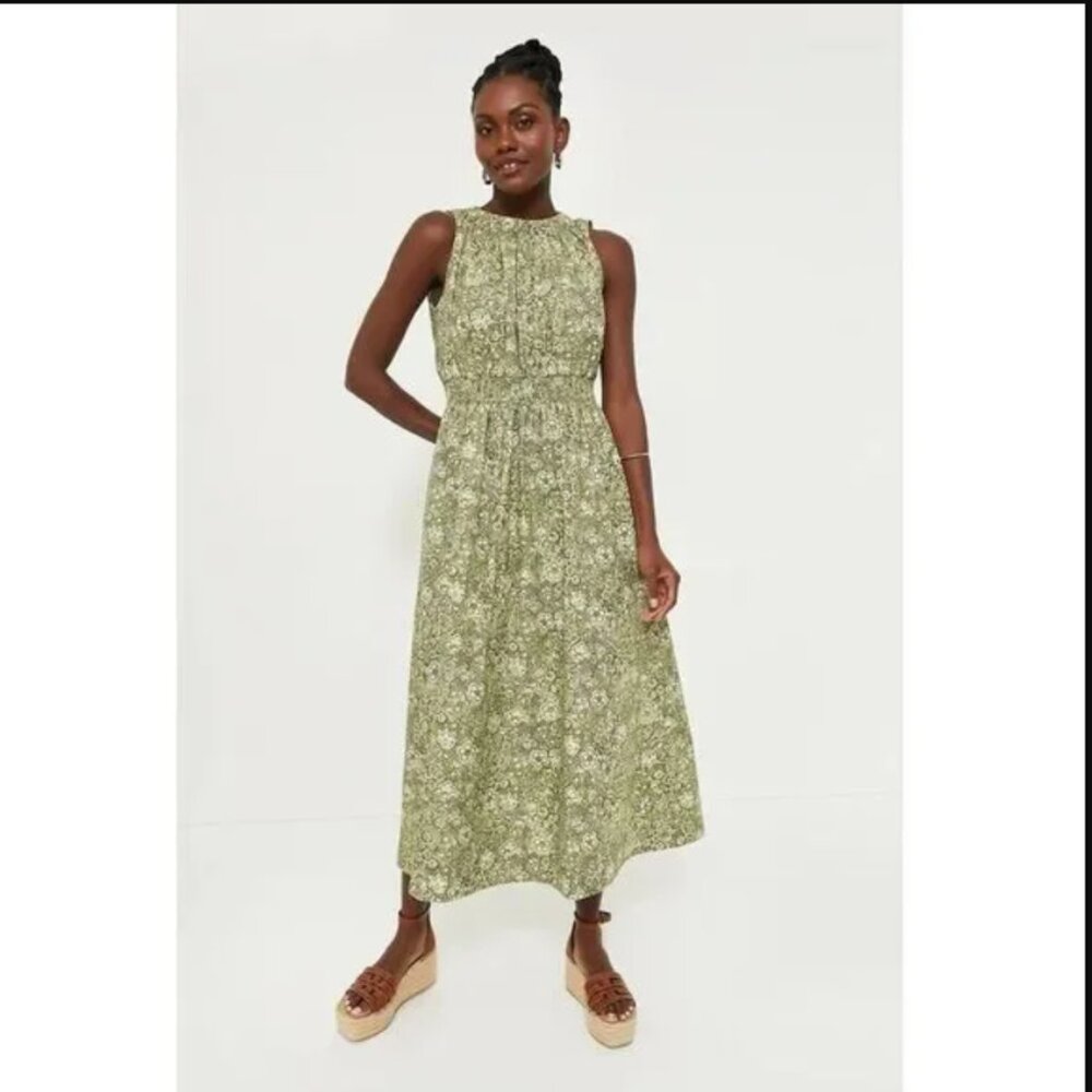 TUCKERNUCK Bergamot‎ Floral Walker Tank Maxi Dress Size Small In Green